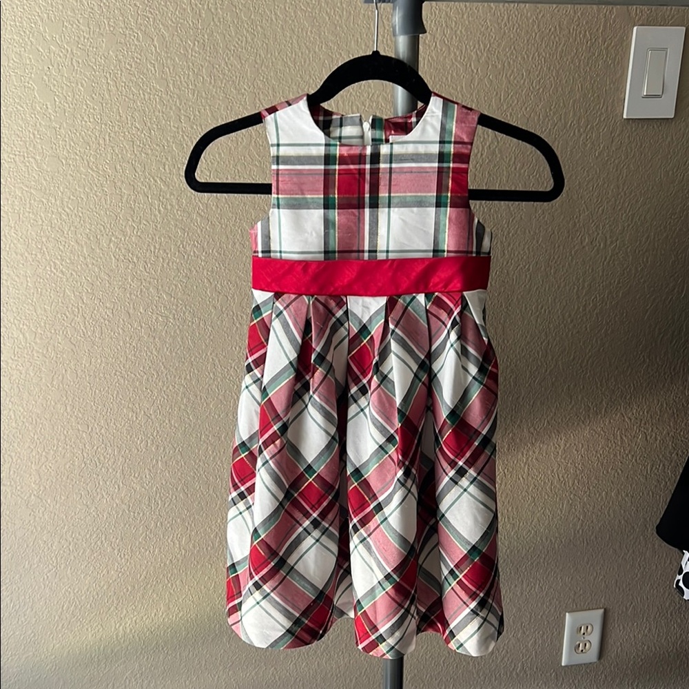 Gymboree White and Red Pleated & Sash Holiday Dress